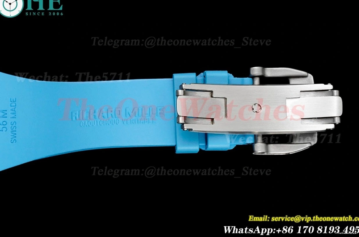 Blue Rubber Dial RMF Skeleton RM56-01 44mm on Strap Tourb 0513
